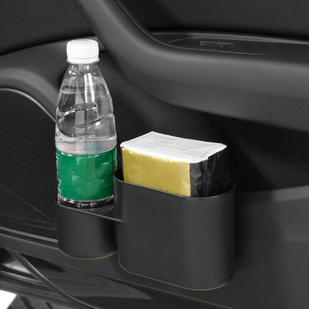 Waterproof Car Trash Can With Lid - มัลติฟังก์ชั่นพร้อมฝาปิด ถังขยะในรถยนต์ ป้องกันการรั่วซึม ที่วางแก้วน้ำ ABS กล่องเก็บของแบบแขวนประตู