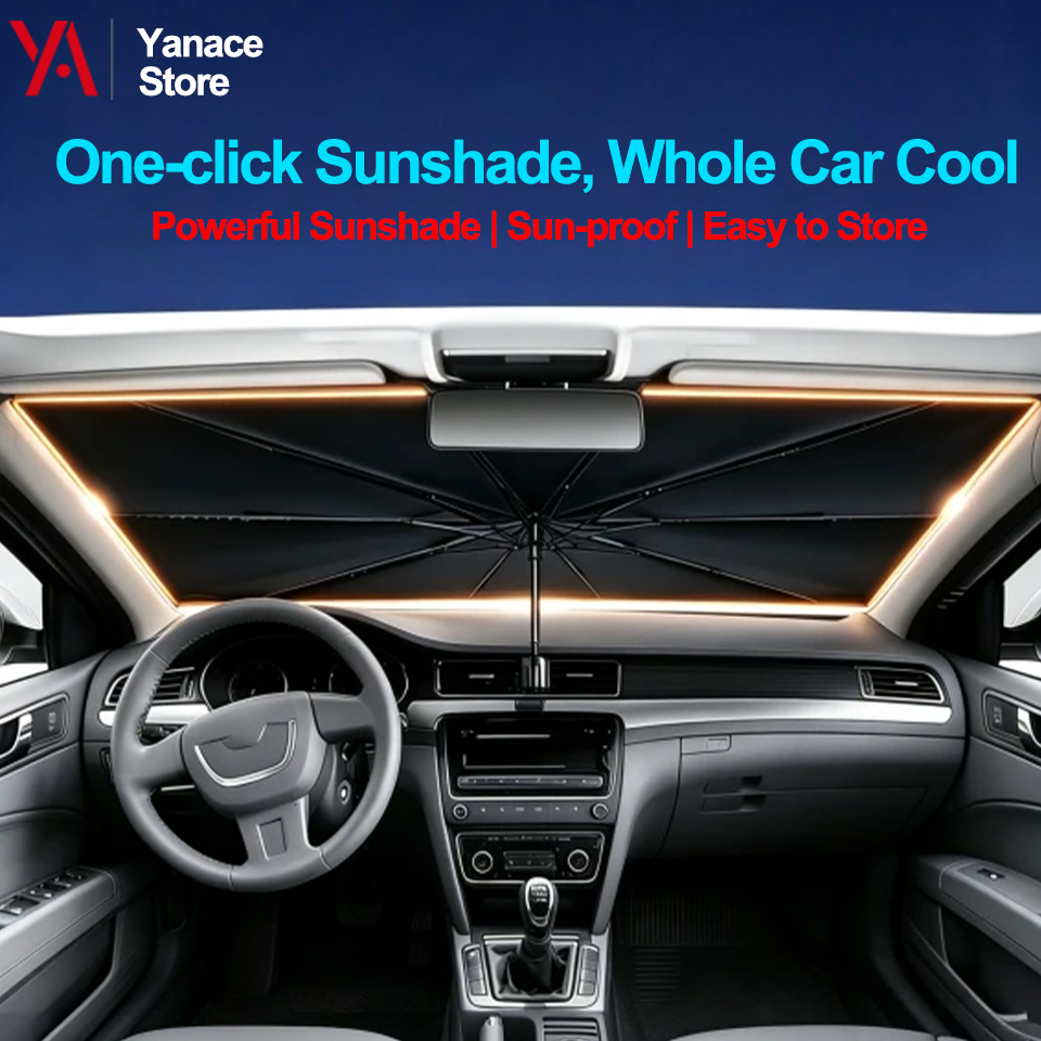 Car Sunshade Windshield Umbrella Foldable - ร่มบังแดดรถยนต์แบบพับได้ ใช้ได้กับกระจกหน้ารถทุกประเภท ป้องกันรังสียูวี ป้องกันความร้อน ฉนวนกันความร้อน แผ่นบังแดดหน้าต่างรถยนต์