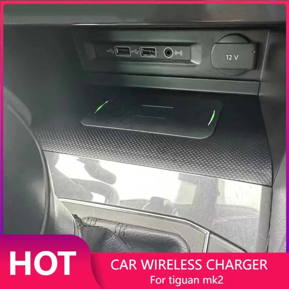 Wireless Car Charger Mount Fast Charging - ที่ชาร์จไร้สายในรถยนต์สำหรับ Volkswagen Tiguan MK2 Allspace Tharu