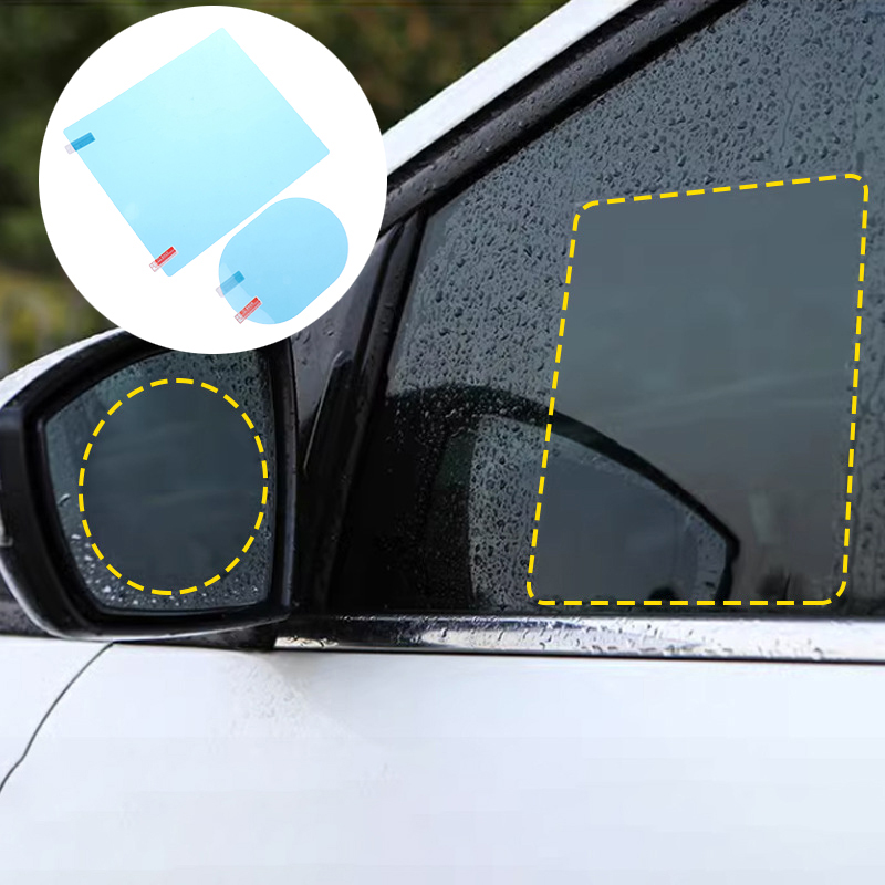Anti Glare Car Rearview Mirror Film - 4 ชิ้น ฟิล์มกันฝ้า กันแสงสะท้อน กันฝน กันน้ำ