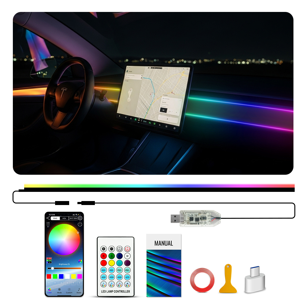 Led Ambient Interior Car Lights App Control - ไฟตกแต่งภายในรถยนต์แบบ LED RGB ควบคุมผ่านแอพฯ ความยาว 110