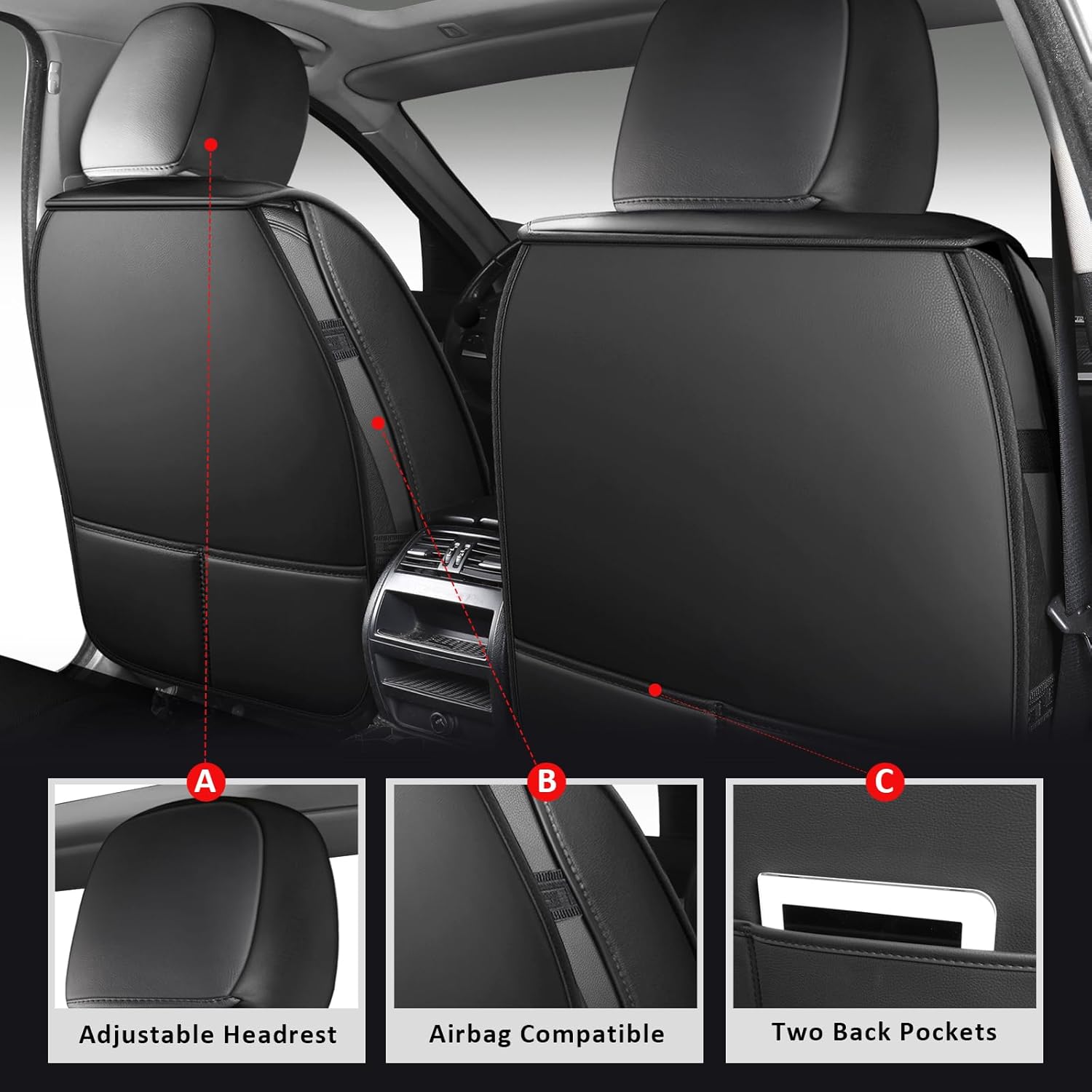 ชุดคลุมเบาะรถยนต์แบบสากล ครบชุ - Leather Car Seat Covers Full Set Universal บทวิจารณ์และราคา