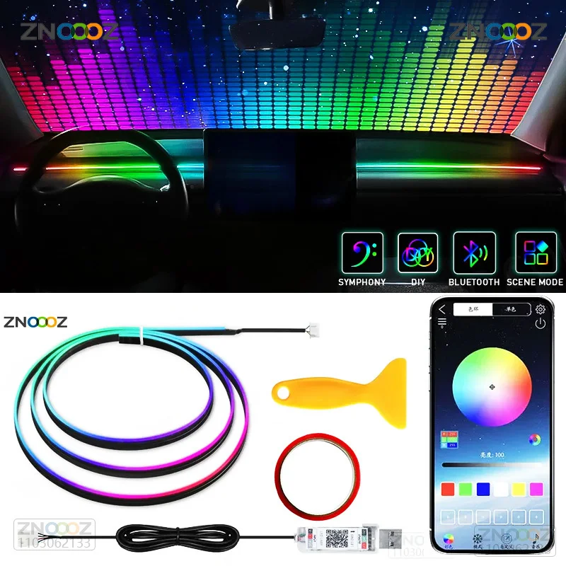 Znoooz ไฟ LED ภายในรถยนต์140ซม - Led Ambient Interior Car Lights App Control บทวิจารณ์และราคา