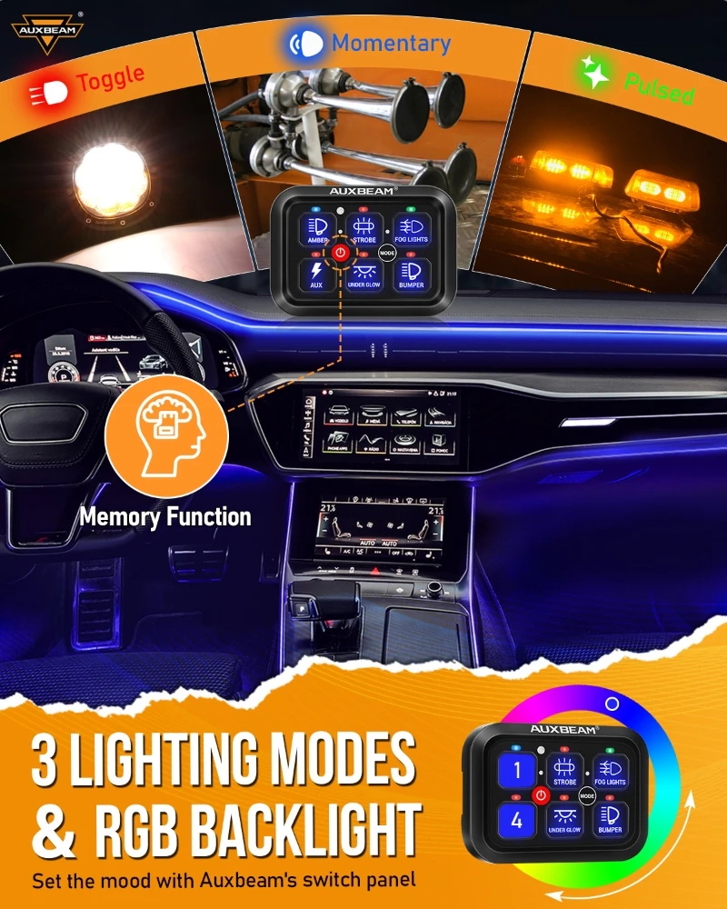 แผงสวิตช์ AUXBEAM RA60 แบบ 6 ช - Car Electronics บทวิจารณ์และราคา