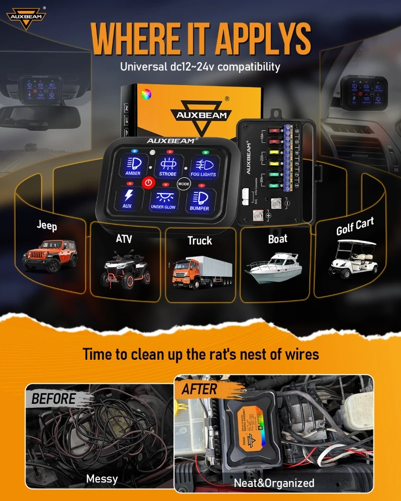 แผงสวิตช์ AUXBEAM RA60 แบบ 6 ช - Car Electronics บทวิจารณ์และราคา