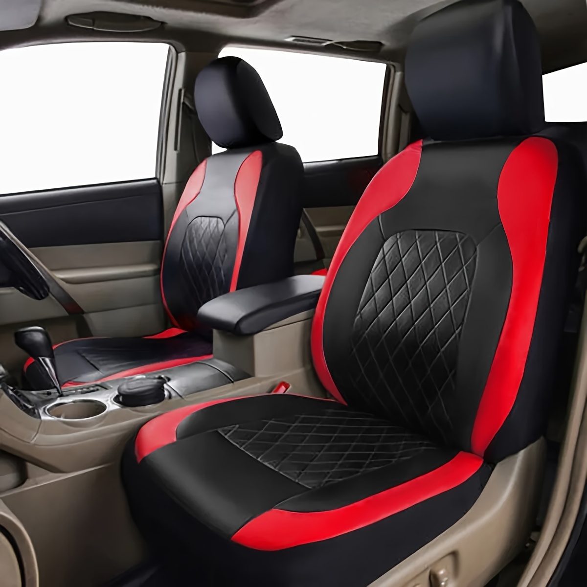 ผ้าคลุมเบาะรถยนต์ใหม่ ลายเพชรเ - Leather Car Seat Covers Full Set Universal บทวิจารณ์และราคา