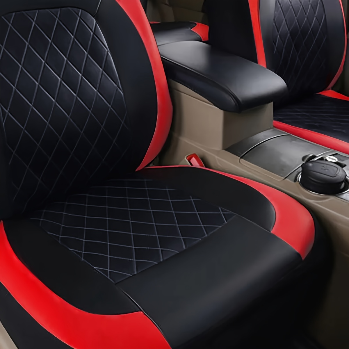 ผ้าคลุมเบาะรถยนต์ใหม่ ลายเพชรเ - Leather Car Seat Covers Full Set Universal บทวิจารณ์และราคา