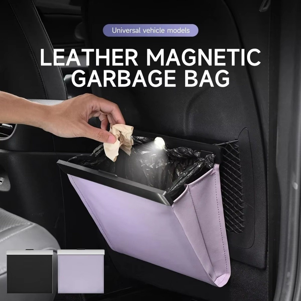ถุงขยะในรถยนต์หนัง PU พร้อมไฟ  - Waterproof Car Trash Can With Lid บทวิจารณ์และราคา