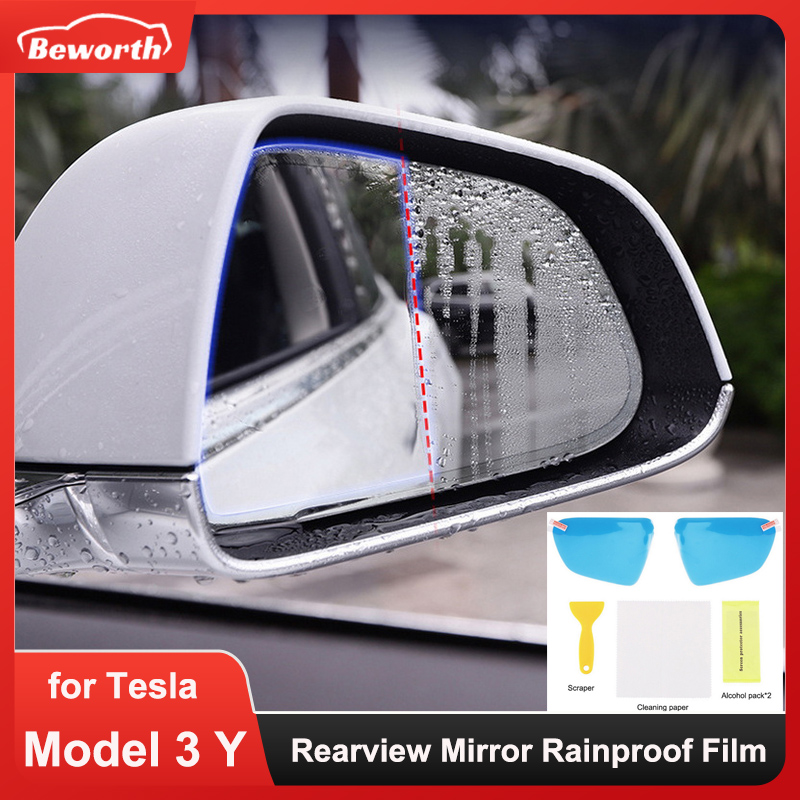 2pcs กระจกมองหลังกันฝนสําหรับ  - Anti Glare Car Rearview Mirror Film บทวิจารณ์และราคา